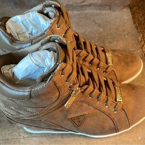 GUESS Women's Brown Wedge Sneakers